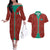 Turkmenistan Traditional Carpet Pattern Couples Matching Off The Shoulder Long Sleeve Dress and Hawaiian Shirt with National Flag