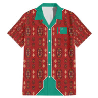 Turkmenistan Traditional Carpet Pattern Family Matching Mermaid Dress and Hawaiian Shirt with National Flag