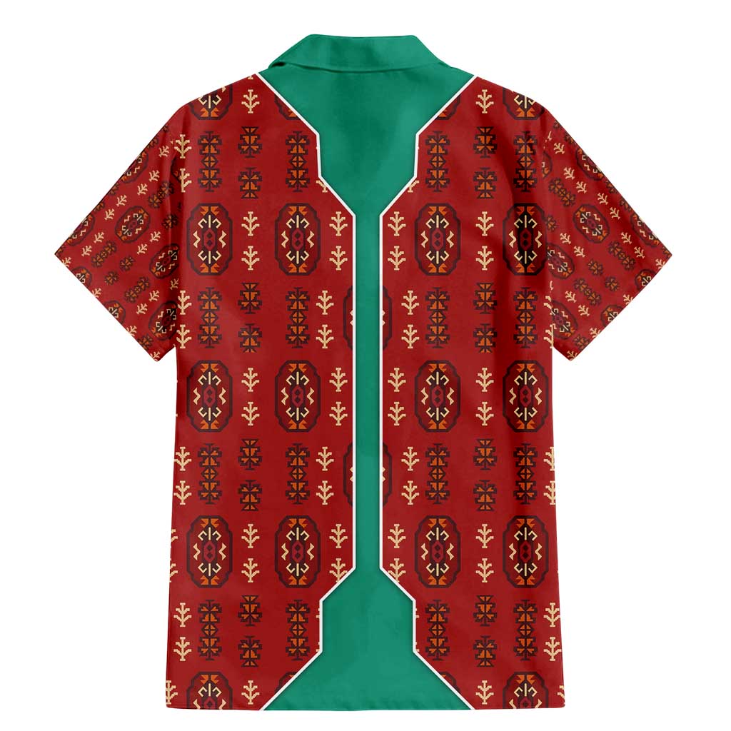 Turkmenistan Traditional Carpet Pattern Family Matching Mermaid Dress and Hawaiian Shirt with National Flag