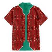 Turkmenistan Traditional Carpet Pattern Family Matching Mermaid Dress and Hawaiian Shirt with National Flag