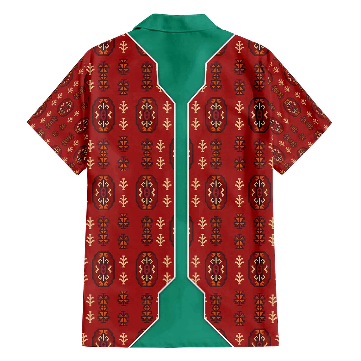 Turkmenistan Traditional Carpet Pattern Family Matching Off The Shoulder Long Sleeve Dress and Hawaiian Shirt with National Flag