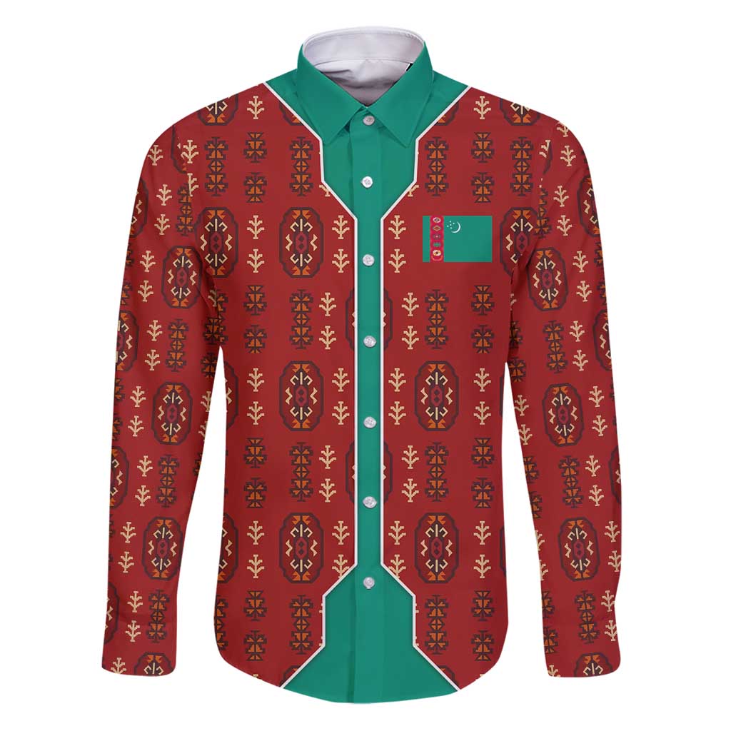 Turkmenistan Traditional Carpet Pattern Family Matching Puletasi and Hawaiian Shirt with National Flag