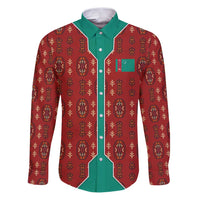 Turkmenistan Traditional Carpet Pattern Family Matching Puletasi and Hawaiian Shirt with National Flag