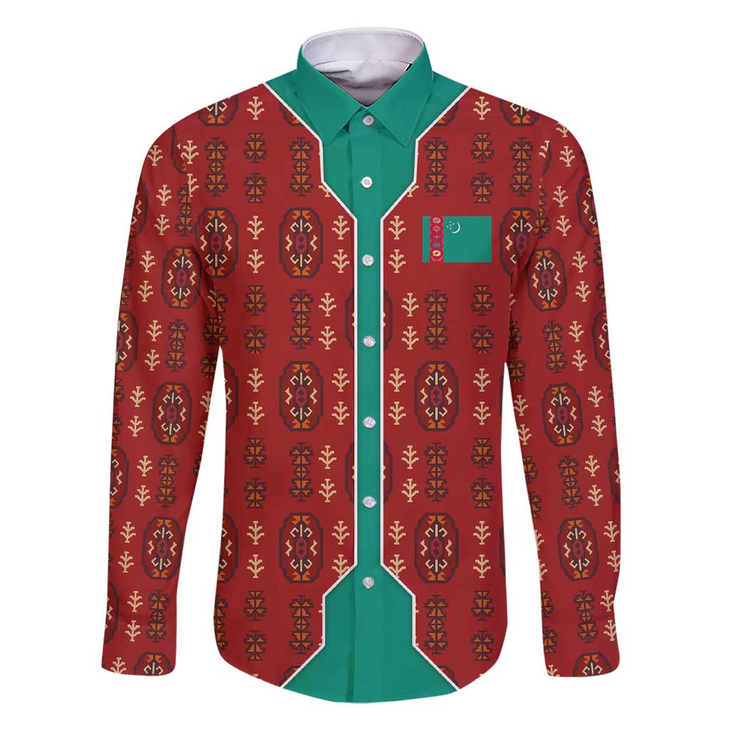 Turkmenistan Traditional Carpet Pattern Family Matching Short Sleeve Bodycon Dress and Hawaiian Shirt with National Flag