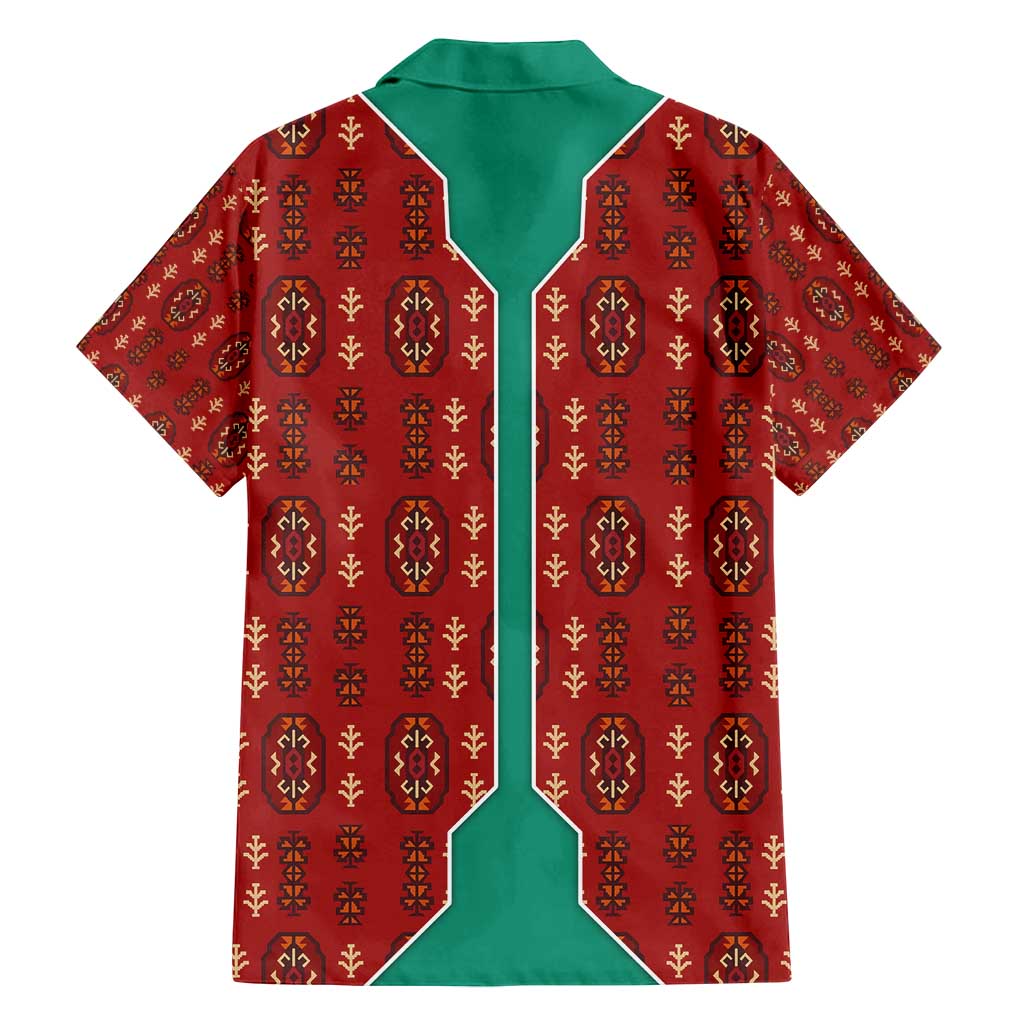 Turkmenistan Traditional Carpet Pattern Family Matching Tank Maxi Dress and Hawaiian Shirt with National Flag