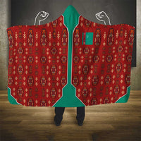 Turkmenistan Traditional Carpet Pattern Hooded Blanket with National Flag