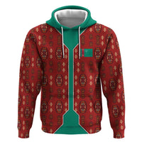 Turkmenistan Traditional Carpet Pattern Hoodie with National Flag