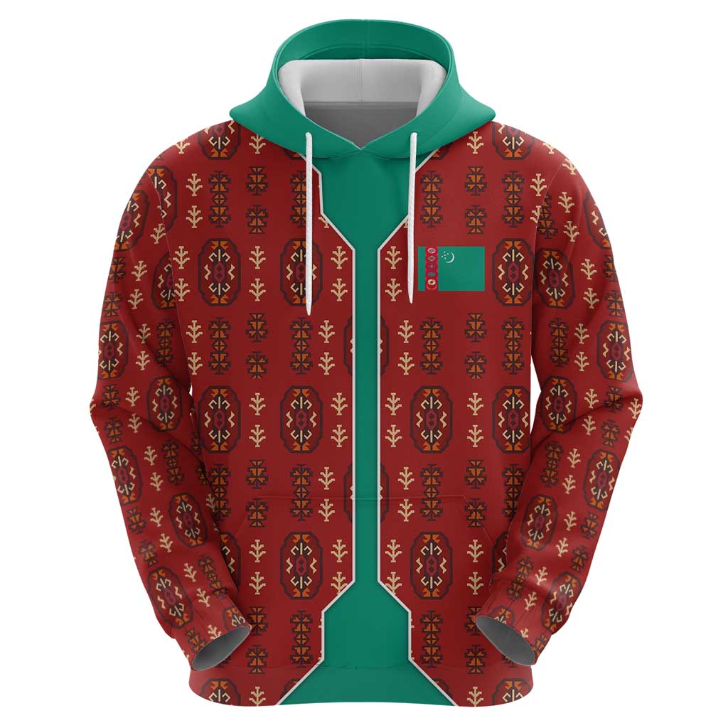 Turkmenistan Traditional Carpet Pattern Hoodie with National Flag