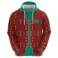Turkmenistan Traditional Carpet Pattern Hoodie with National Flag