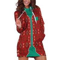 Turkmenistan Traditional Carpet Pattern Hoodie Dress with National Flag