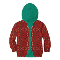 Turkmenistan Traditional Carpet Pattern Kid Hoodie with National Flag