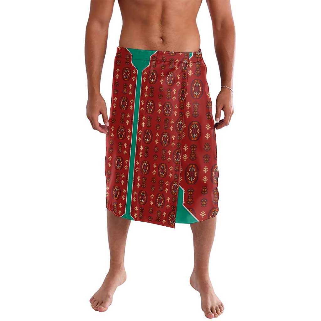 Turkmenistan Traditional Carpet Pattern Lavalava with National Flag