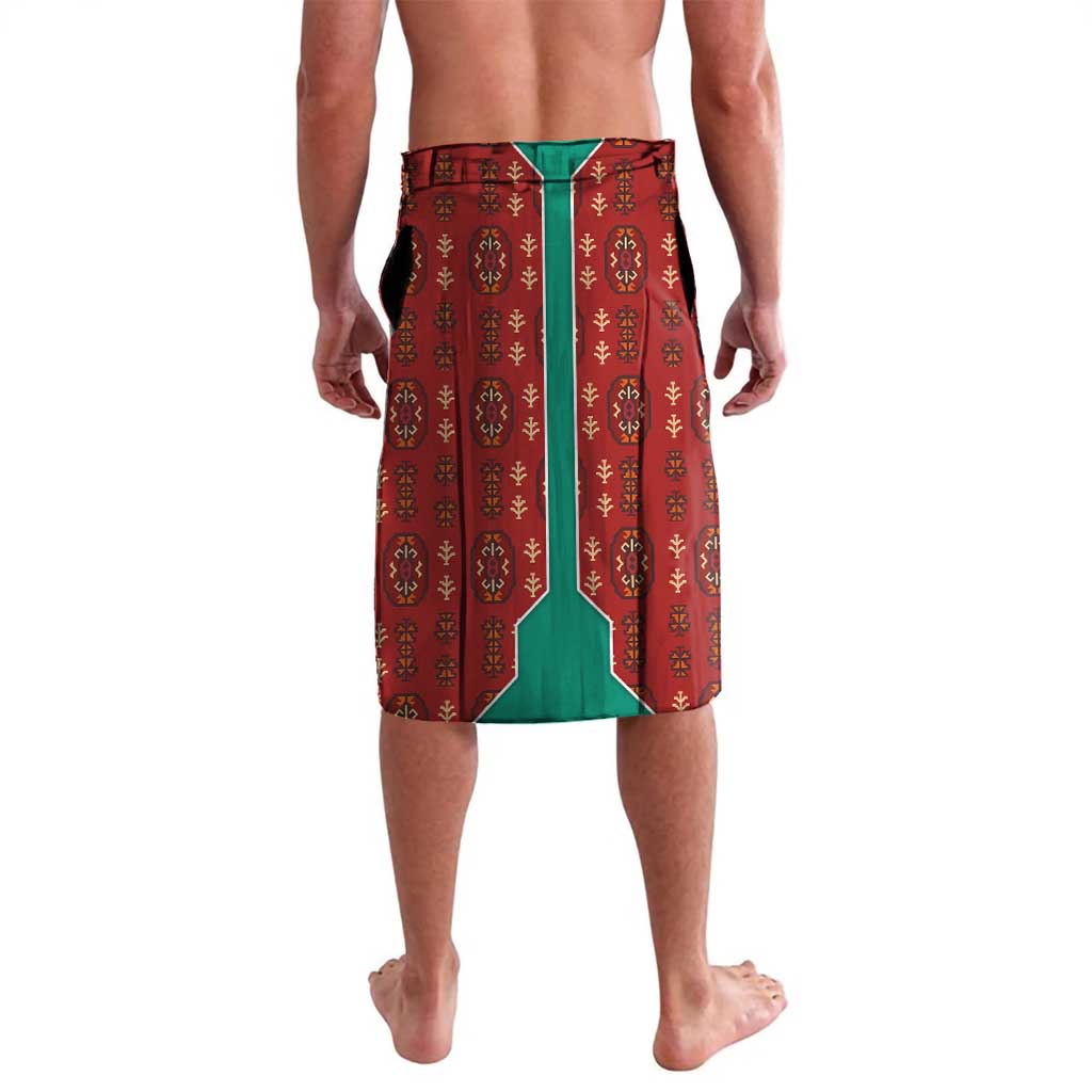 Turkmenistan Traditional Carpet Pattern Lavalava with National Flag