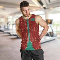 Turkmenistan Traditional Carpet Pattern Men Tank Top with National Flag