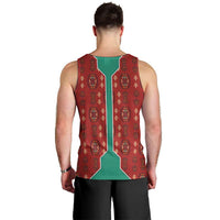 Turkmenistan Traditional Carpet Pattern Men Tank Top with National Flag