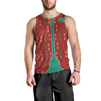 Turkmenistan Traditional Carpet Pattern Men Tank Top with National Flag