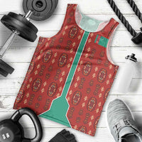 Turkmenistan Traditional Carpet Pattern Men Tank Top with National Flag