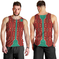 Turkmenistan Traditional Carpet Pattern Men Tank Top with National Flag