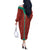 Turkmenistan Traditional Carpet Pattern Off The Shoulder Long Sleeve Dress with National Flag