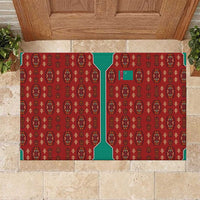 Turkmenistan Traditional Carpet Pattern Rubber Doormat with National Flag