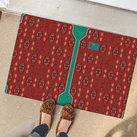 Turkmenistan Traditional Carpet Pattern Rubber Doormat with National Flag