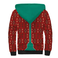 Turkmenistan Traditional Carpet Pattern Sherpa Hoodie with National Flag
