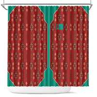 Turkmenistan Traditional Carpet Pattern Shower Curtain with National Flag