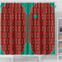 Turkmenistan Traditional Carpet Pattern Shower Curtain with National Flag