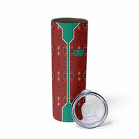 Turkmenistan Traditional Carpet Pattern Skinny Tumbler with National Flag
