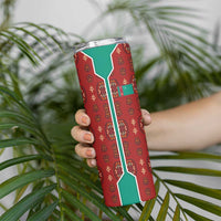 Turkmenistan Traditional Carpet Pattern Skinny Tumbler with National Flag