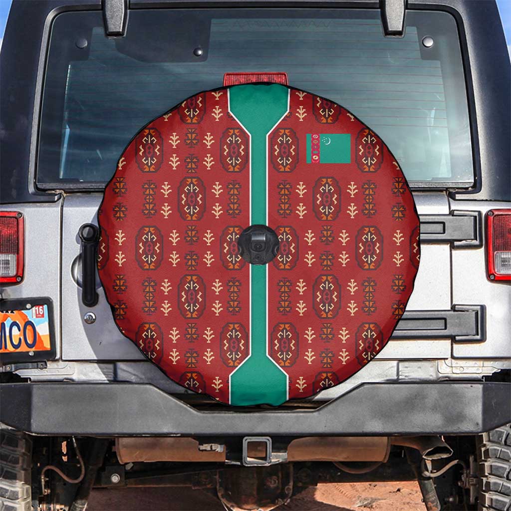 Turkmenistan Traditional Carpet Pattern Spare Tire Cover with National Flag