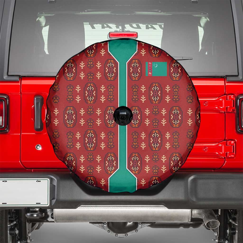 Turkmenistan Traditional Carpet Pattern Spare Tire Cover with National Flag