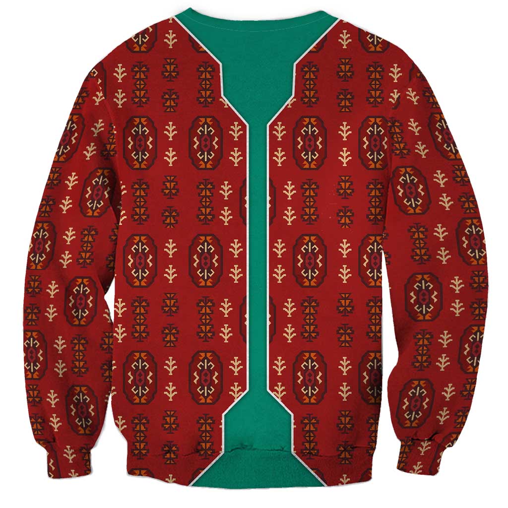 Turkmenistan Traditional Carpet Pattern Sweatshirt with National Flag