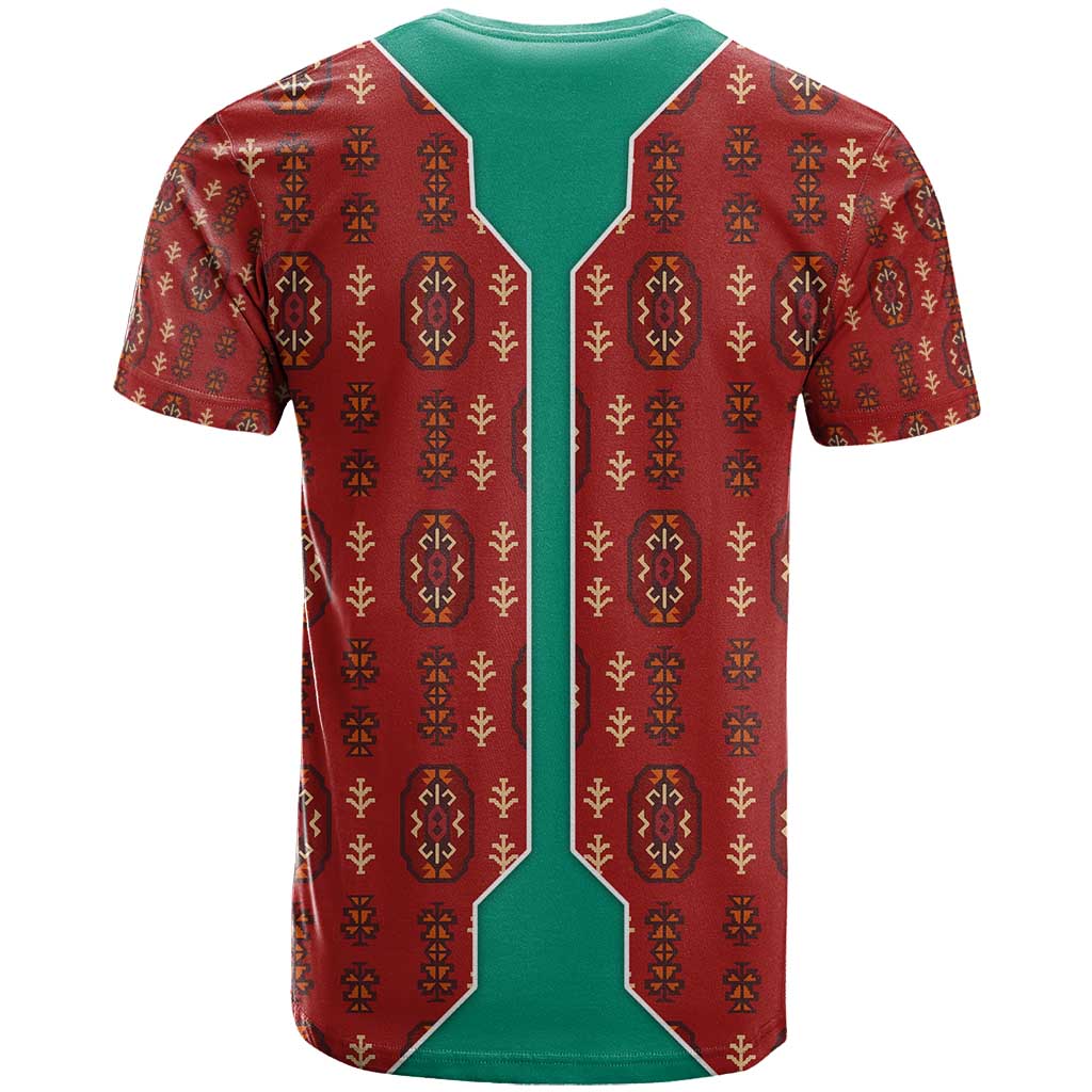 Turkmenistan Traditional Carpet Pattern T Shirt with National Flag