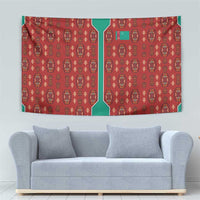 Turkmenistan Traditional Carpet Pattern Tapestry with National Flag