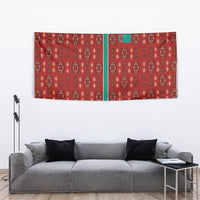 Turkmenistan Traditional Carpet Pattern Tapestry with National Flag