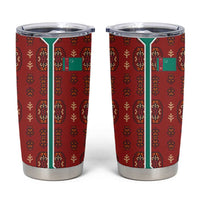 Turkmenistan Traditional Carpet Pattern Tumbler Cup with National Flag