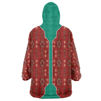 Turkmenistan Traditional Carpet Pattern Wearable Blanket Hoodie with National Flag