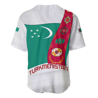 Turkmenistan Flag Baseball Jersey with National Emblem and Carpet Stripe Design