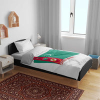 Turkmenistan Flag Bedding Set with National Emblem and Carpet Stripe Design