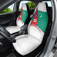 Turkmenistan Flag Car Seat Cover with National Emblem and Carpet Stripe Design