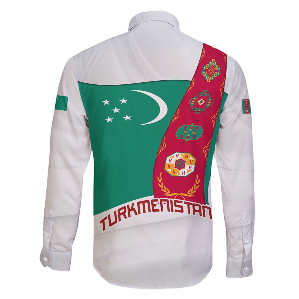Turkmenistan Flag Family Matching Mermaid Dress and Hawaiian Shirt with National Emblem and Carpet Stripe Design