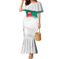 Turkmenistan Flag Family Matching Mermaid Dress and Hawaiian Shirt with National Emblem and Carpet Stripe Design