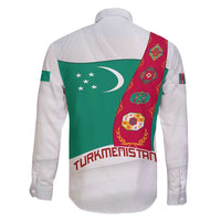 Turkmenistan Flag Family Matching Short Sleeve Bodycon Dress and Hawaiian Shirt with National Emblem and Carpet Stripe Design