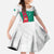 Turkmenistan Flag Family Matching Summer Maxi Dress and Hawaiian Shirt with National Emblem and Carpet Stripe Design