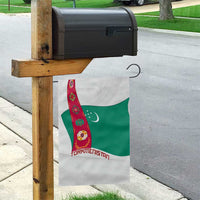 Turkmenistan Flag Garden Flag with National Emblem and Carpet Stripe Design