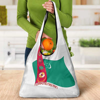Turkmenistan Flag Grocery Bag with National Emblem and Carpet Stripe Design