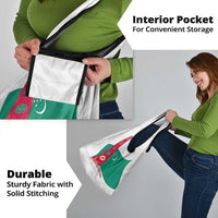 Turkmenistan Flag Grocery Bag with National Emblem and Carpet Stripe Design