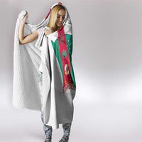 Turkmenistan Flag Hooded Blanket with National Emblem and Carpet Stripe Design