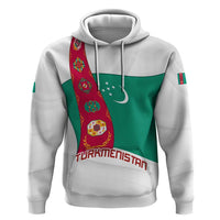 Turkmenistan Flag Hoodie with National Emblem and Carpet Stripe Design